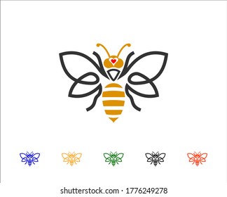 abstract beautiful bee logo design template