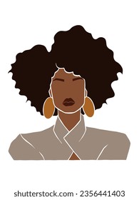 Abstract beautiful black afro woman illustration. Vector illustration.