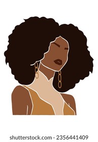 Abstract beautiful black afro woman illustration. Vector illustration.