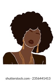 Abstract beautiful black afro woman illustration. Vector illustration.