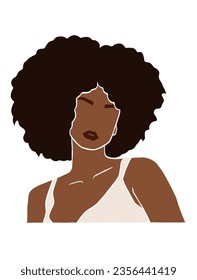 Abstract beautiful black afro woman illustration. Vector illustration.