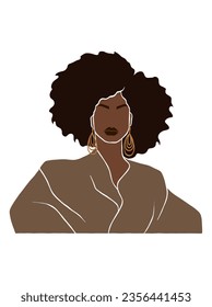 Abstract beautiful black afro woman illustration. Vector illustration.