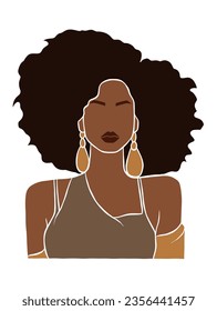 Abstract beautiful black afro woman illustration. Vector illustration.