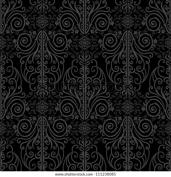 Abstract Beautiful Black Background Royal Damask Stock Vector (Royalty Free) 111238085