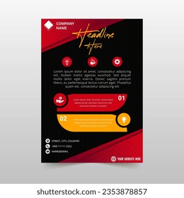 Resumen Hermosa plantilla de volante en negro y rojo diagonal, se puede usar para diseños de negocios, diseños de presentaciones o cualquier diseño adecuado.