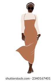 Abstract beautiful black woman illustration. Vector illustration.