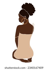 Abstract beautiful black woman illustration. Vector illustration.