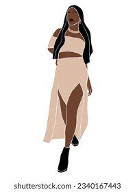 Abstract beautiful black woman illustration. Vector illustration.