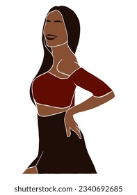 Abstract beautiful black woman portrait illustration. Vector illustration.