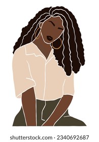 Resumen hermosa ilustración de retrato de mujer negra. Ilustración vectorial.