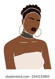 Abstract beautiful black woman portrait illustration. Vector illustration.