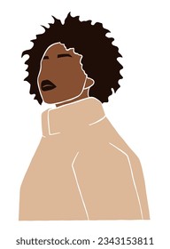 Abstract beautiful black woman portrait illustration. Vector illustration.
