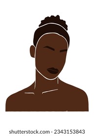 Abstract beautiful black woman portrait illustration. Vector illustration.