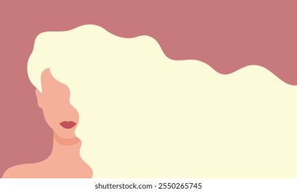 Abstractas hermosa mujer rubia con el pelo largo. Mujer con Anuncio de belleza de pelo que fluye. Para salón de belleza, peluquería, Día de la Mujer