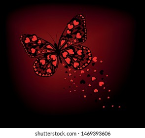 Abstract beautiful butterfly from hearts. Happy Valentine's Day. Vector illustration