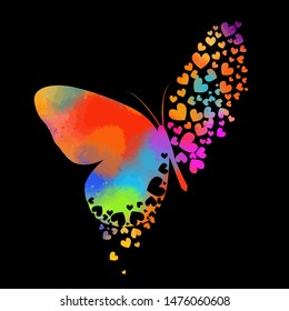 Abstract beautiful butterfly from hearts. Happy Valentine's Day. Vector illustration