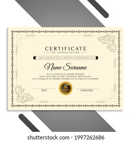Abstract beautiful certificate design template vector