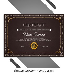 Abstract beautiful certificate design template vector