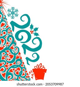 Abstract beautiful Christmas tree. flat spruce. Greeting card. Vector illustration