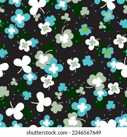 Abstract Beautiful Clover Leaves Garden Vector Seamless Pattern can be use for background and apparel design