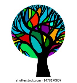 Abstract beautiful colorful tree. Vector illustration