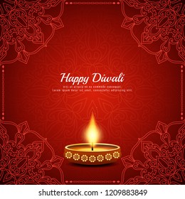 Abstract beautiful decorative Happy Diwali red background