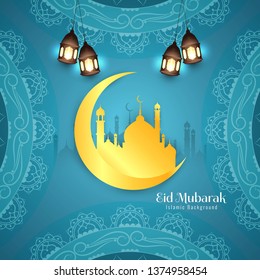 Abstract beautiful Eid Mubarak Islamic background vector