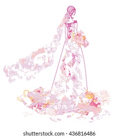 Abstract Beautiful floral bride