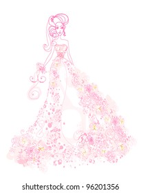 Abstract Beautiful floral bride