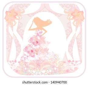 Abstract Beautiful floral bride - silhouette woman