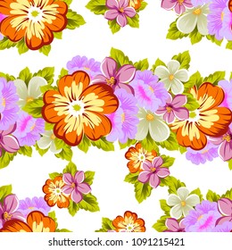 abstract beautiful floral seamless pattern. For your fabric design, clothing, printed matter. invitations to the wedding, birthday, Valentine's day and much more. Vector illustration.