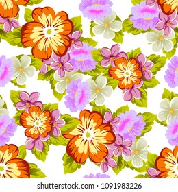 abstract beautiful floral seamless pattern. For your fabric design, clothing, printed matter. invitations to the wedding, birthday, Valentine's day and much more. Vector illustration.
