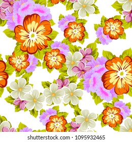 abstract beautiful floral seamless pattern. For your fabric design, clothing, printed matter. invitations to the wedding, birthday, Valentine's day and much more. Vector illustration.