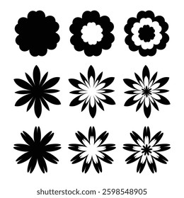 abstract beautiful flower icon set 