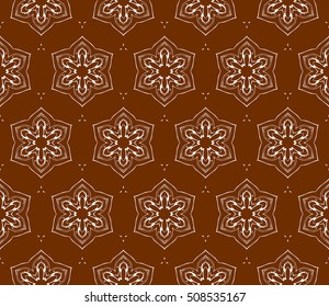Abstract beautiful flower on brown background. Seamless geometry pattern. Ethnic ornament. For design greeting card, valentine days, wedding, wallpaper, textile, banner, flyer.vector illustration.