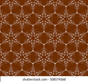 Abstract beautiful flower on brown background. Seamless geometry pattern. Ethnic ornament. For design greeting card, valentine days, wedding, wallpaper, textile, banner, flyer.vector illustration.