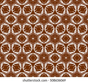 Abstract beautiful flower on brown background. Seamless geometry pattern. Ethnic ornament. For design greeting card, valentine days, wedding, wallpaper, textile, banner, flyer.vector illustration.