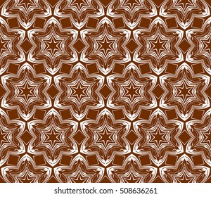 Abstract beautiful flower on brown background. Seamless geometry pattern. Ethnic ornament. For design greeting card, valentine days, wedding, wallpaper, textile, banner, flyer.vector illustration.