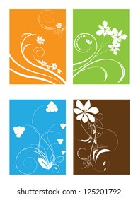Abstract beautiful flowers creative design orange green blue brown