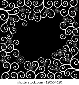 abstract beautiful frame with curls and snowflakes