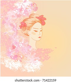 Abstract Beautiful geisha portrait