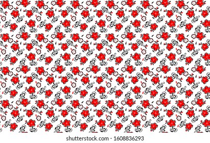 Abstract beautiful geometrical floral pattern with black border and white background