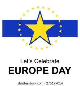 abstract beautiful gold star design elements. Let's celebrate Europe day. 9 May European union vintage badge label, banner template blue background. vector illustration