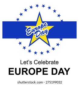 abstract beautiful gold star design elements. Let's celebrate Europe day. 9 May European union vintage badge label, banner template blue and white background. vector illustration