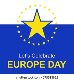 abstract beautiful gold star design elements. Let's celebrate Europe day. 9 May European union vintage badge label, banner template blue background. vector illustration