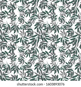 Abstract beautiful hand drawn seamless scattered leaf pattern design