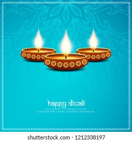 Abstract Beautiful Happy Diwali Festival Blue Background