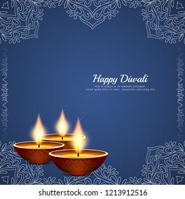 Abstract beautiful Happy Diwali greeting blue background