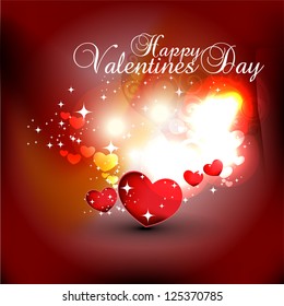 Abstract beautiful heart with shiny red color background.