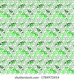 Abstract beautiful illustration. Seamless vector pattern with green and white leaves on a greenish background, handmade, artistic.